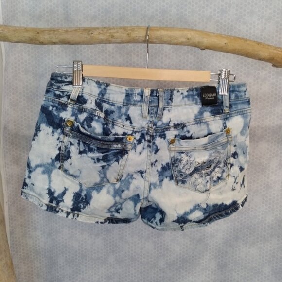 ZCO jeans bleach dyed distressed zipper fly denim jean shorts in size 7 - Picture 4 of 7